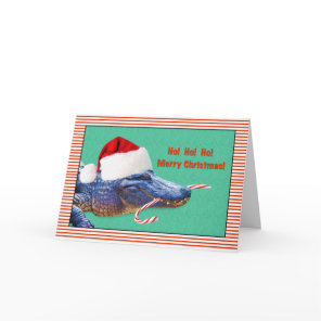 Christmas, Merry, Alligator with Santa Hat Holiday Card