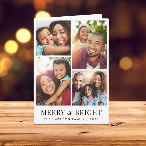 Christmas Merry And Bright 4 Photo Holiday Card