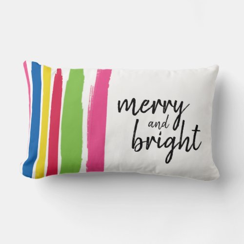 Christmas Merry and Bright Colorful Strokes Lumbar Pillow