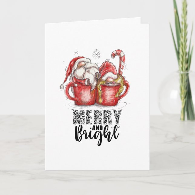 Christmas Merry and Bright Gnome Holiday Card (Front)