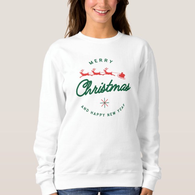 christmas,merry and bright,merry,modern,retro typo sweatshirt (Front)