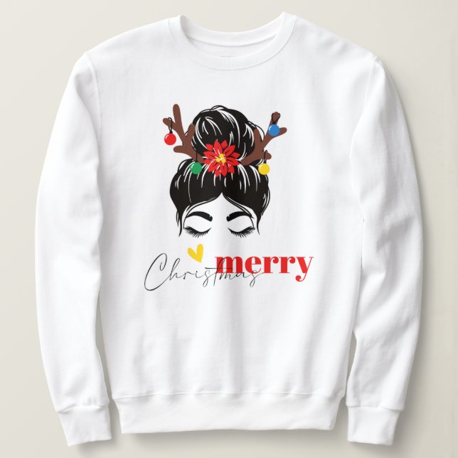 christmas,merry and bright,merry,modern,retro typo sweatshirt (Design Front)