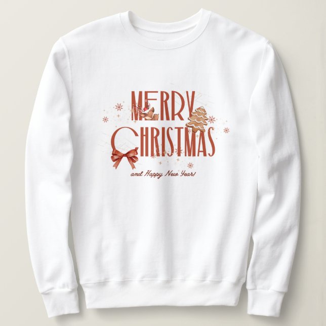 christmas,merry and bright,merry,modern,retro typo sweatshirt (Design Front)