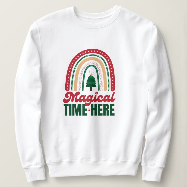 christmas,merry and bright,merry,modern,retro typo sweatshirt (Design Front)