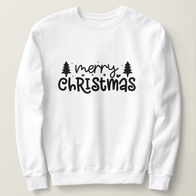 christmas,merry and bright,merry,modern,retro typo sweatshirt (Design Front)