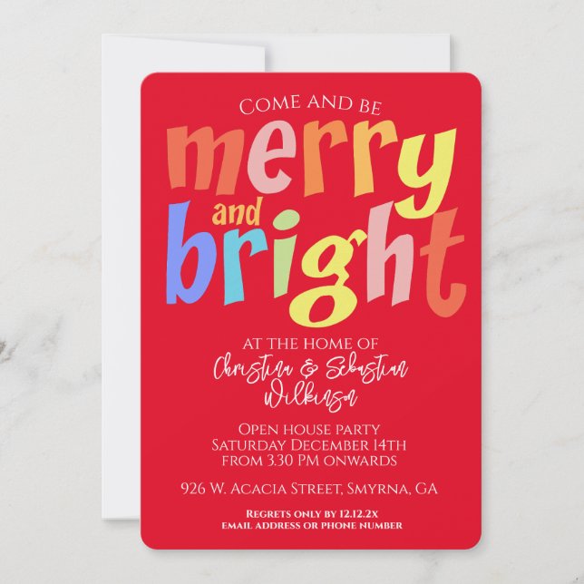 Christmas Merry and Bright Open House Party Invitation (Front)