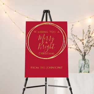 Christmas Merry and Bright Party Red Gold Foam Board