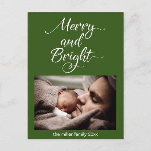 Christmas Merry and Bright Personalized Photo Postcard