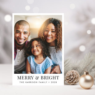Christmas Merry And Bright Photo Holiday Card