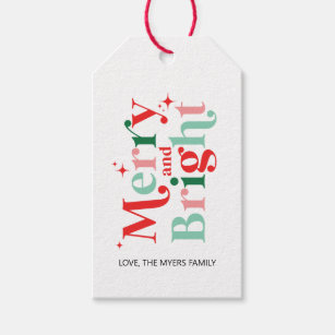 christmas merry and bright pink red gift gift tags
