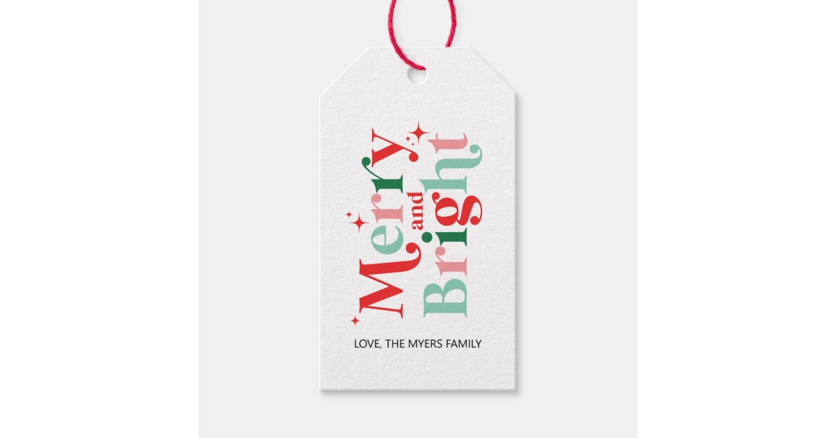 Merry and Bright Christmas Tags, 12 Matte Personalized Holiday Gift Tags  for Presents, to From Gift Tags for Christmas, Custom Christmas Tag 