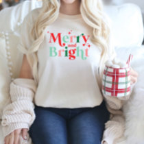 christmas merry and bright pink red modern font T-Shirt