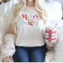christmas merry and bright pink red modern font T-Shirt