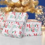 christmas merry and bright pink red wrapping paper<br><div class="desc">boho modern font Merry and Bright christmas season holiday wrapping paper.</div>
