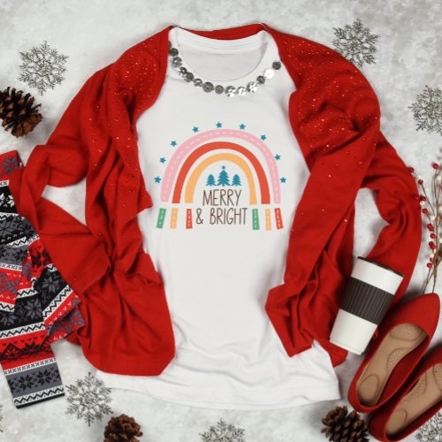 Christmas Merry and Bright Rainbow T_Shirt