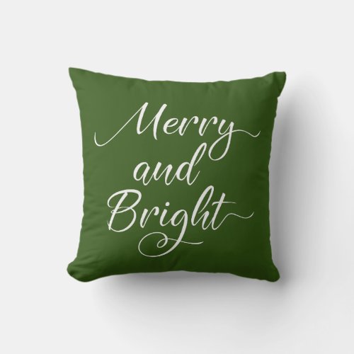 Christmas Merry and Bright Red Green Throw Pillow