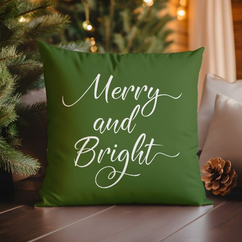 Christmas Merry and Bright Red Green Throw Pillow