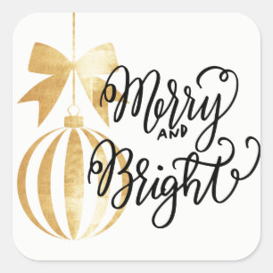 Christmas Merry and Bright Square Sticker