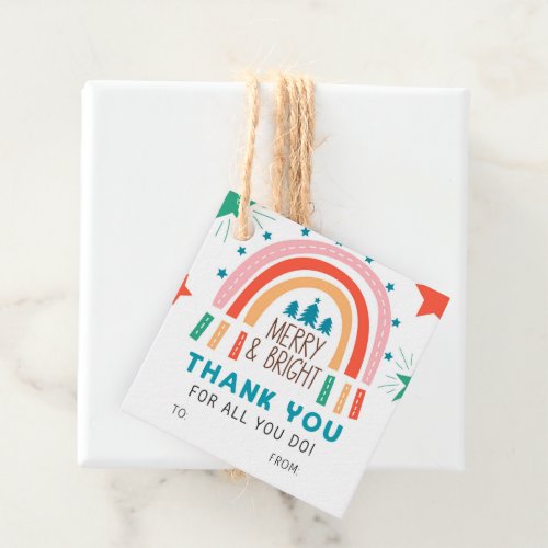 Christmas Merry and Bright Thank You Favor Tags