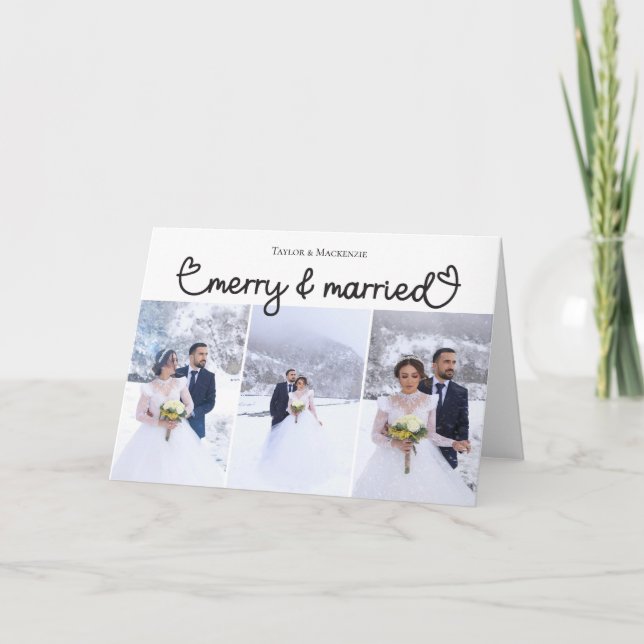  Christmas Merry and Married Photo Happy Holidays Holiday Card (Front)
