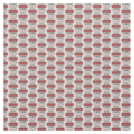 Christmas Merry Bright Holiday Typography Pattern Fabric