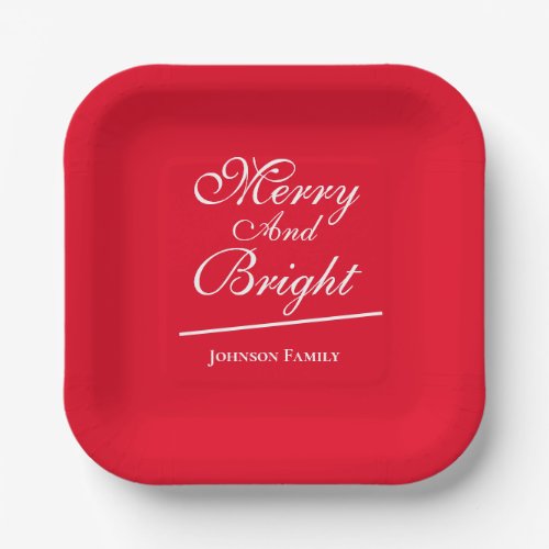 Christmas Merry  Bright Personalized Family Chic  Paper Plates