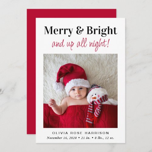 Christmas Merry Bright Photo Holiday Birth Announcement