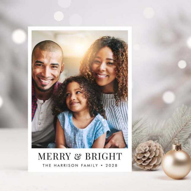 Christmas Merry Bright Photo Holiday Card (Share the love and warmth of the season with your personalized photo Christmas card)