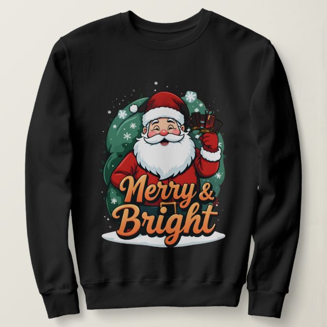 Christmas – “Merry & Bright Santa” Sweatshirt (Design Front)