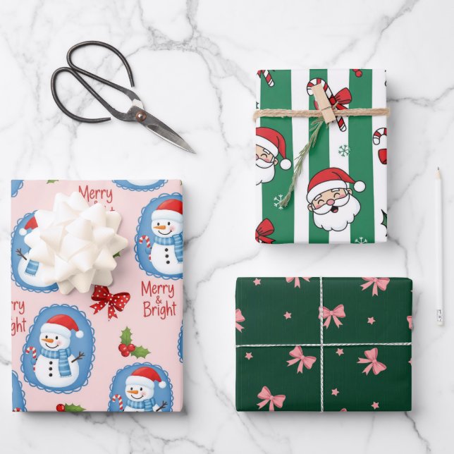 Christmas Merry & Bright Wrapping Paper Sheets (Front)