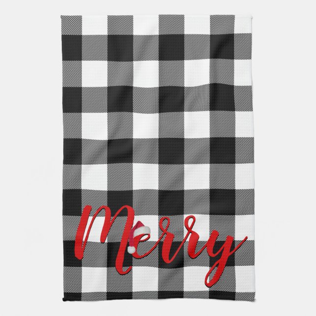 Christmas Merry Buffalo Plaid   Kitchen Towel (Vertical)