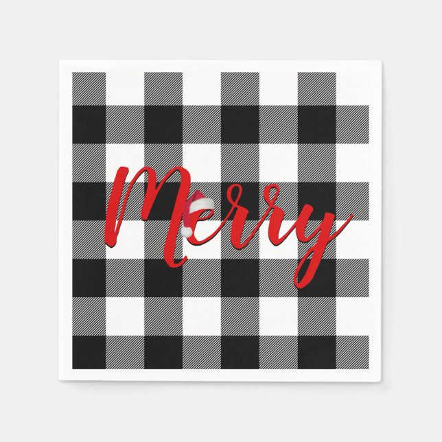 Christmas Merry Buffalo Plaid   Napkins (Front)