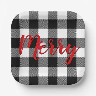 Christmas Merry Buffalo Plaid  Paper Plates