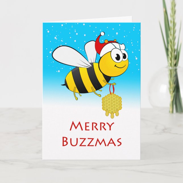 Christmas Merry Buzzmas Bee with Honey Ornament Card (Front)