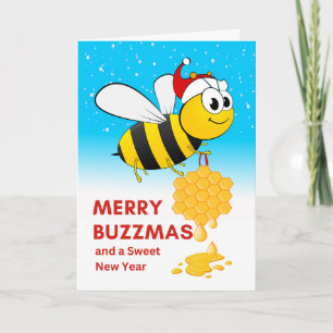 Christmas Merry Buzzmas Bee with Honey Ornament Card