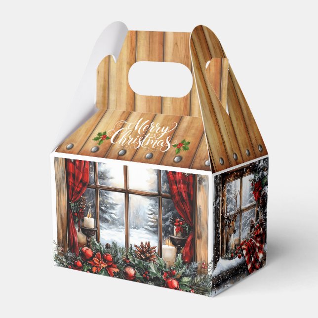 Christmas Merry Christmas Country Cabin Favor Boxes (Front Side)