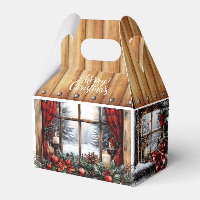 Christmas Merry Christmas Country Cabin Gift Favor Boxes (Front Side)