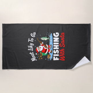 Christmas Merry Christmas For Gift Fishing Santa ( Beach Towel
