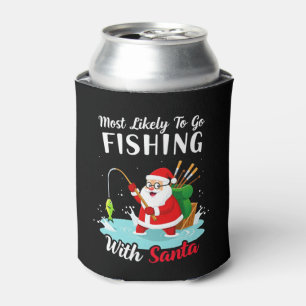 Christmas Merry Christmas For Gift Fishing Santa Can Cooler