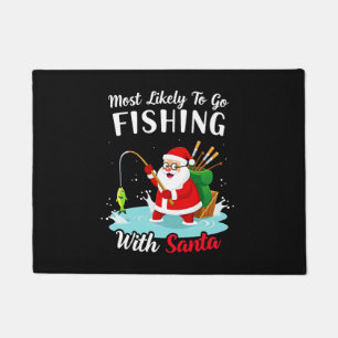Christmas Merry Christmas For Gift Fishing Santa Doormat