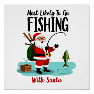 Christmas Merry Christmas For Gift Fishing Santa ( Poster