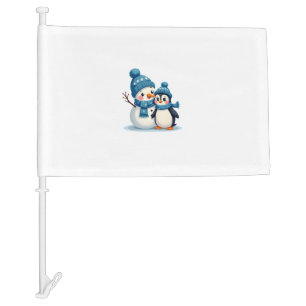Christmas Merry Christmas For Gift Penguin Snowman Car Flag