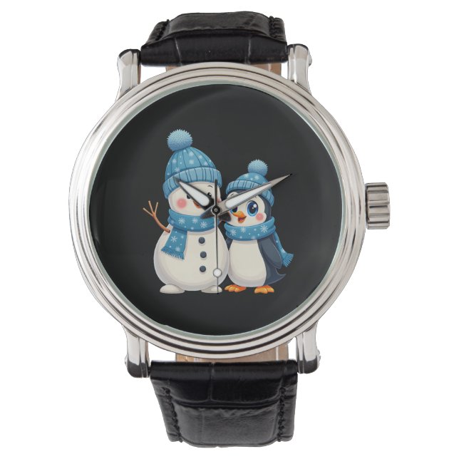 Christmas Merry Christmas For Gift Penguin Snowman Watch (Front)