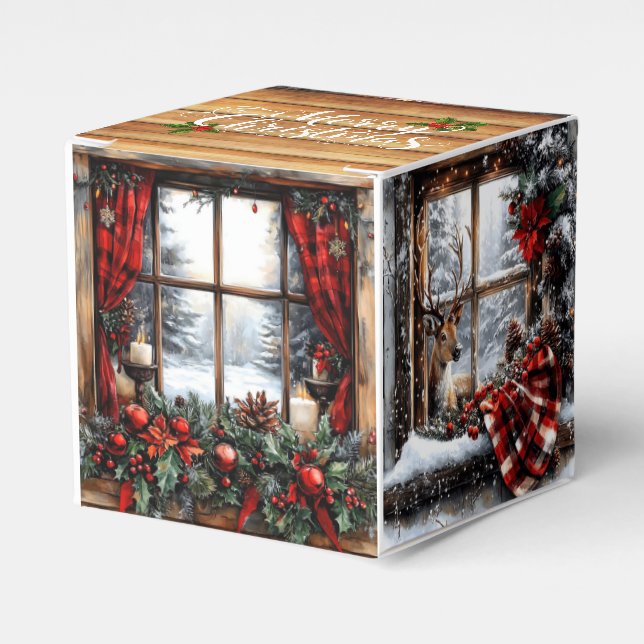 Christmas Merry Christmas Hunting Cabin Snow Gift Favor Boxes (Front Side)