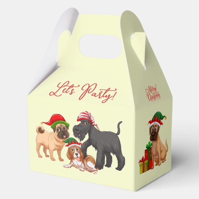 Christmas Merry Christmas Let's Party Dogs Gift Favor Boxes (Front)