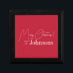 Christmas Merry Christmas Modern Red  Gift Box<br><div class="desc">This is a modern, Merry Christmas design. It is in festive red and white and has the message, "Merry Christmas! from the Johnsons". Ideal for your Christmas gift giving, and ideal for your celebration party keepsakes or favors this festive season. To personalize, simply add your name in the personalize this...</div>