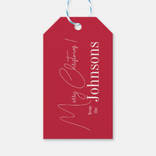 Christmas Merry Christmas Modern Red Gift Tags