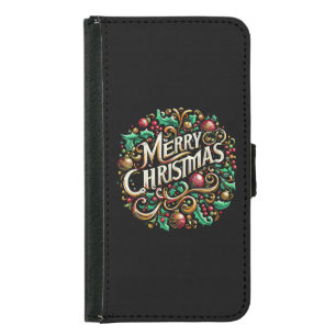 Christmas Merry Christmas Morning Holiday Cute Samsung Galaxy S5 Wallet Case