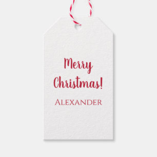 Christmas Merry Christmas Personalized Minimal Red Gift Tags