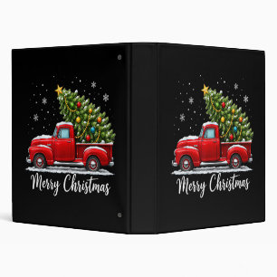 Christmas Merry Christmas Red Truck Tree Men Women 3 Ring Binder
